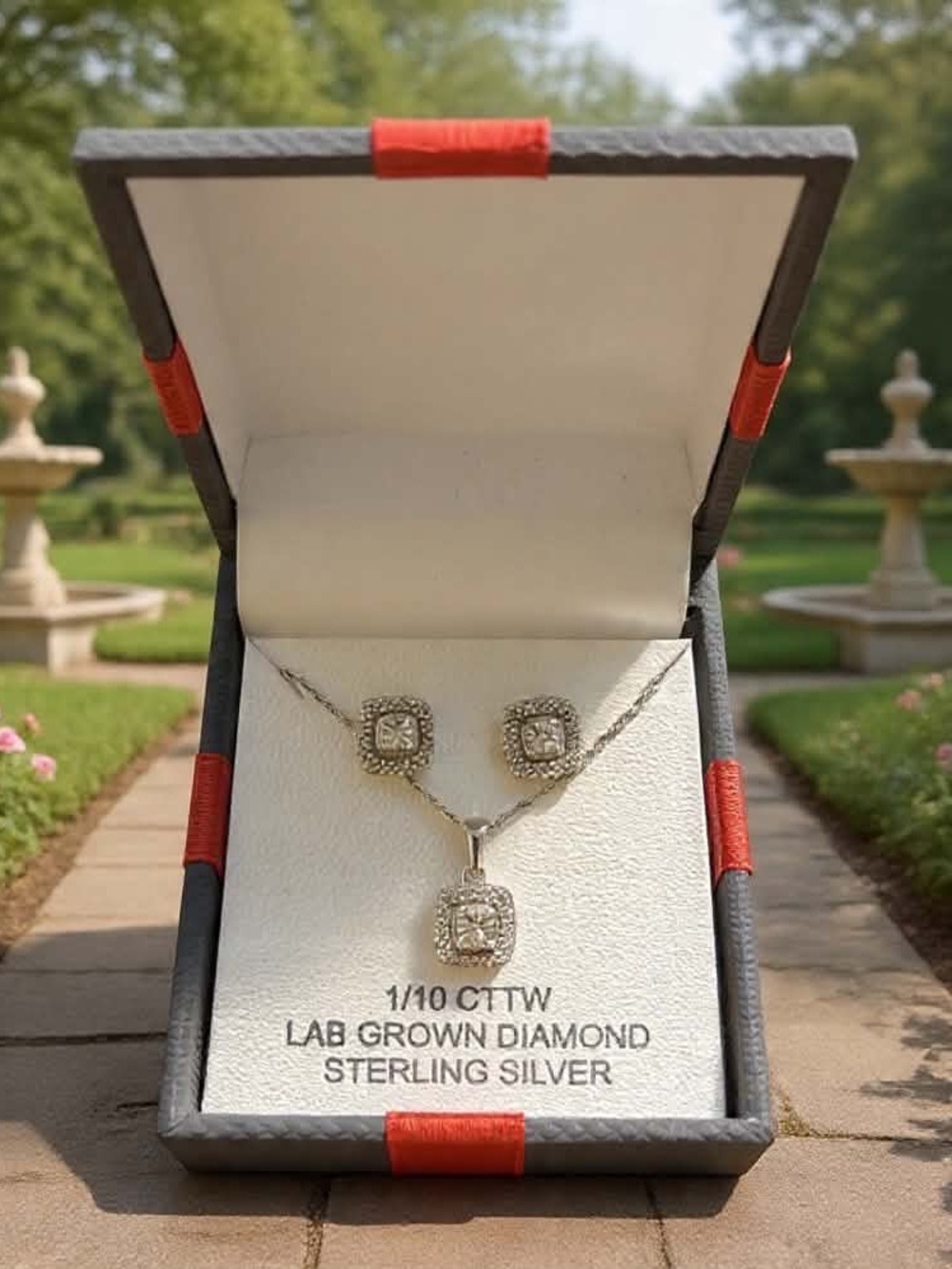 1/10 CT. T.W. Lab Grown White Diamond 925 Sterling Silver 2-pc. JEWELRY